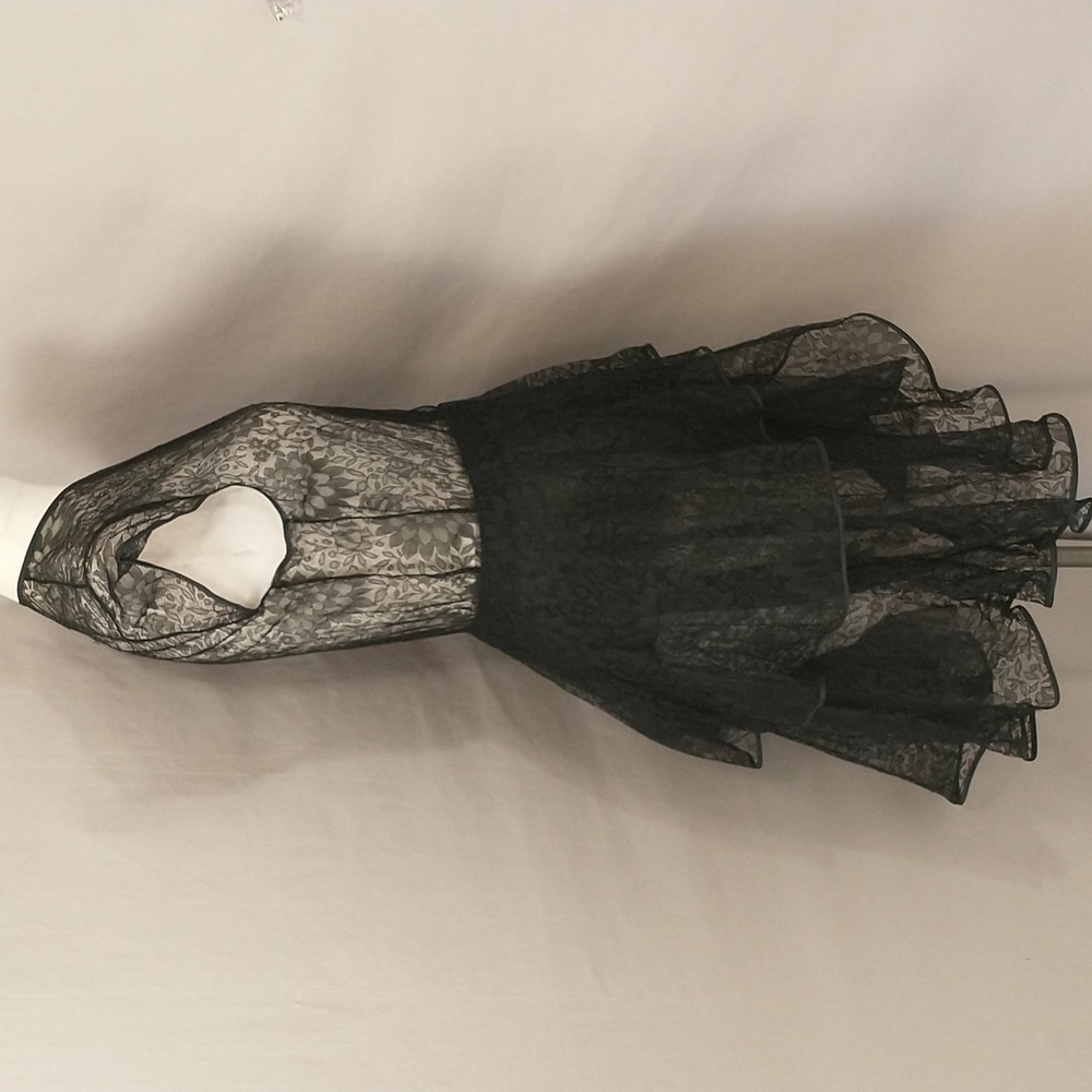 Antique Black Lace Over Dress Amazing Condition Ethereal Feminine Glam SeeMeasur - Picture 4 of 16